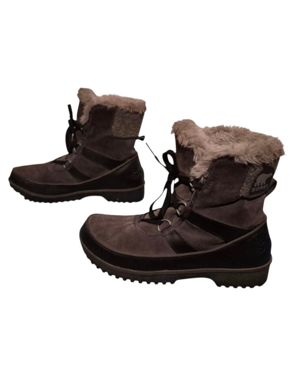 Sorel Gray/Black Lace-Up Winter Snow Combat Boots Women's Size 9.5